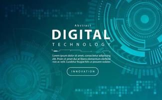 Digital technology banner blue green background concept, cyber technology light effect, abstract tech, innovation future data, internet network, Ai big data, lines dots connection, illustration vector