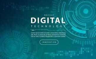 Digital technology banner blue green background concept, cyber technology light effect, abstract tech, innovation future data, internet network, Ai big data, lines dots connection, illustration vector