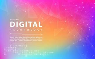 Digital technology pink purple background, circuit technology light effect, abstract cyber tech blue, innovation future data, internet network, Ai big data, line dots connection, illustration vector