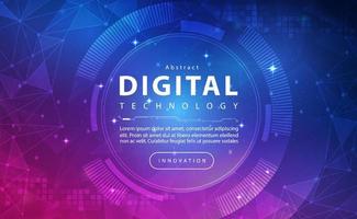 Digital technology banner blue pink background concept, cyber security technology, abstract purple tech, innovation future data, internet network, Ai big data, line dot connection, illustration vector