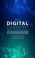 Digital technology banner green blue background concept with technology light effect, abstract tech, innovation future data, internet network, Ai big data, lines dots connection, illustration vector