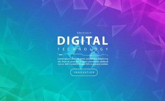 Digital technology banner blue green background, media cyber technology light purple pink, abstract tech, innovation future, internet network, Ai big data, lines dots connection, illustration vector