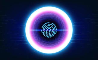 Digital technology fingerprint scanner blue background, cyber security access privacy, abstract tech innovation future data, crime hacker big data safe, network connection secure, illustration vector