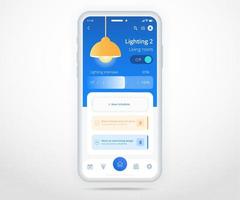 Smartphone smart home controlled app UX UI, IOT Internet of things technology, Digital future home automation tech, smart devices application phone, Wifi cctv lighting heating air, vector illustration