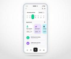 Mobile app calendar planner concept, Appointment calendar template UI UX, Smartphone calendar schedule agenda annual planning meeting application, Calendar events, Activity, Event app, Vector phone