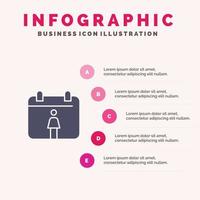 Calendar Female Infographics Presentation Template 5 Steps Presentation vector