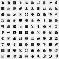 Set of 100 Business Solid Glyph icons vector