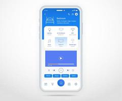 Smartphone smart home controlled app UX UI, IOT Internet of things technology, Digital future home automation tech, smart devices application phone, Wifi tv lighting heating air, vector illustration