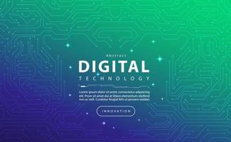 Digital technology banner green blue background concept with technology light effect, abstract tech, innovation future data, internet network, Ai big data, lines dots connection, illustration vector