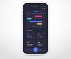 concepto de planificador de calendario de aplicaciones móviles, plantilla de calendario de citas ui ux, agenda de calendario de teléfonos inteligentes aplicación de reunión de planificación anual, eventos de calendario, actividad, aplicación de eventos, teléfono vectorial vector