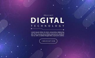 Digital technology banner pink blue background concept with technology line light effect, abstract tech, innovation future data, purple sky color, big data, lines dots connection, illustration vector