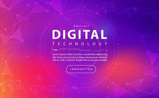 Digital technology banner blue pink background concept, technology light purple effect, abstract tech, innovation future data, internet network, Ai big data, lines dots connection, illustration vector