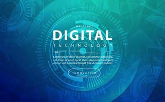 Digital technology banner green blue background concept with technology light effect, abstract tech, innovation future data, internet network, Ai big data, lines dots connection, illustration vector