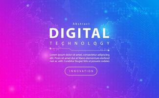 Digital technology banner pink blue background concept with technology line light effects, abstract tech, illustration vector for graphic design