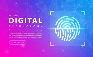 Technology fingerprint scanner security abstract background concept, Digital technology banner pink blue background binary code, abstract tech, Cloud computing, connect to network, illustration vector