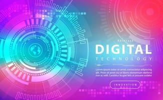 Digital technology banner colorful background concept, technology light purple effect, abstract tech, innovation future data, internet network, Ai big data, lines dots connection, illustration vector