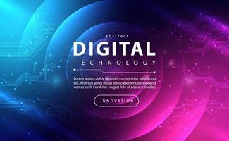 banner de tecnología digital concepto de fondo azul rosa con efecto de luz de tecnología, tecnología abstracta, datos futuros de innovación, red de Internet, big data ai, conexión de puntos de líneas, vector de ilustración