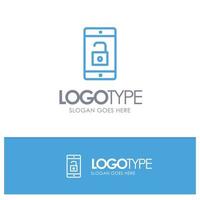 Application Mobile Mobile Application Unlock Blue Outline Logo Place for Tagline vector