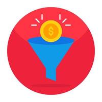 Conceptual flat design icon of sales funnel vector