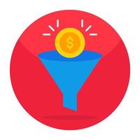 Conceptual flat design icon of sales funnel vector