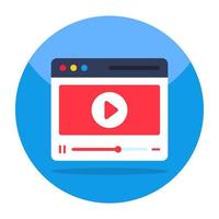 Flat design icon of web video vector