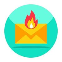 Flat design icon of burning mail vector