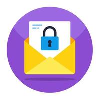 Padlock with envelope, icon of locked mail vector