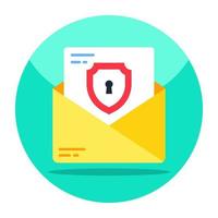 Shield with envelope, icon of mail security vector