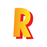 Letter R, comic style typeface with transparent background. png file