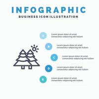 abeto bosque naturaleza árboles azul infografía plantilla 5 pasos vector línea icono plantilla