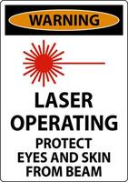 Warning Laser Operating Protect Eyes And Skin From Beam Sign vector