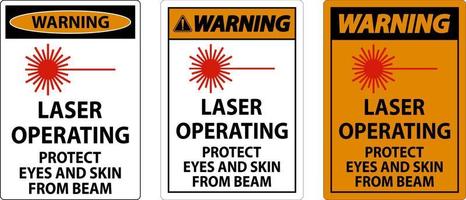 advertencia de funcionamiento del láser proteger los ojos y la piel del signo del haz vector