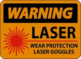 Warning Laser Wear Protective Laser Goggles Sign On White Background vector