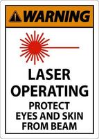 advertencia de funcionamiento del láser proteger los ojos y la piel del signo del haz vector