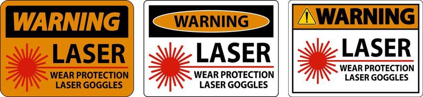 Warning Laser Wear Protective Laser Goggles Sign On White Background vector