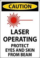 Precaución operación láser proteger los ojos y la piel del signo del haz vector