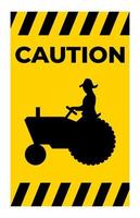 Farm Machinery Crossing Sign On White Background vector