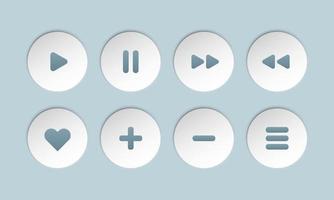 conjunto de vectores de iconos de botones de reproductor de audio de música en línea