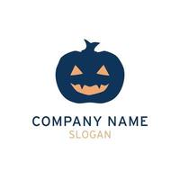 Halloween Horror Pumpkin Jack O Lantern Logo Design Idea Vector Template