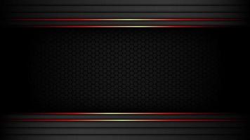 Dark Metallic Tech Carbon Background Banner Vector Wallpaper with Glowing Red Edges