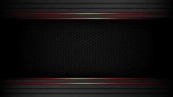 Dark Metallic Tech Carbon Background Banner Vector Wallpaper with Glowing Red Edges