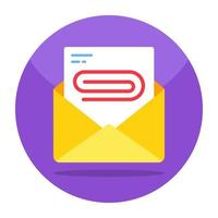 Conceptual flat design icon of mail attachment vector
