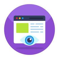 Eye on webpage denoting concept of web monitoring vector