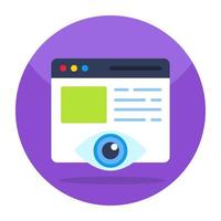 Eye on webpage denoting concept of web monitoring vector