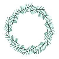 Winter wreath illustration with green fir branches vector