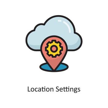 ilustración de diseño de icono de contorno lleno de vector de configuración de ubicación. símbolo de computación en la nube en el archivo eps 10 de fondo blanco