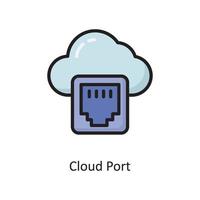 Cloud Port Vector  Filled Outline Icon Design illustration. Cloud Computing Symbol on White background EPS 10 File