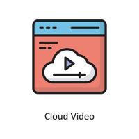 ilustración de diseño de icono de contorno lleno de vector de video en la nube. símbolo de computación en la nube en el archivo eps 10 de fondo blanco