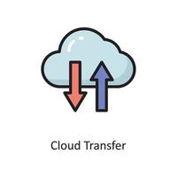 ilustración de diseño de icono de contorno lleno de vector de transferencia de nube. símbolo de computación en la nube en el archivo eps 10 de fondo blanco