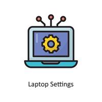 Laptop Settings Vector  Filled Outline Icon Design illustration. Cloud Computing Symbol on White background EPS 10 File